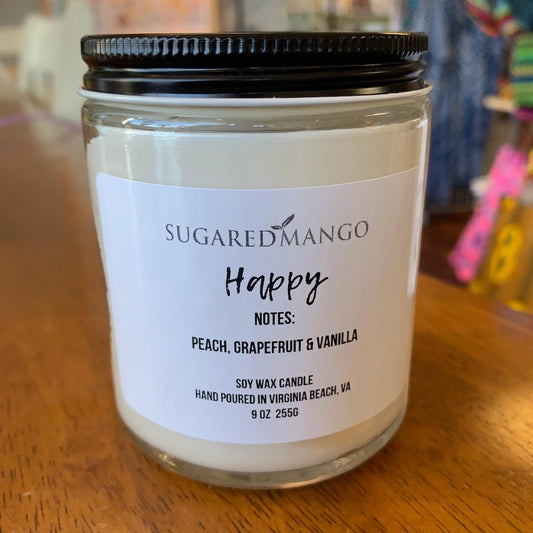 Happy Scented Soy Candle Sugared Mango Soaps