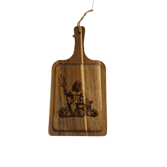 Wooden cutting board with engraved design on a transparent background
