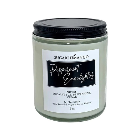 Peppermint Eucalyptus Scented Soy Coconut Candle Sugared Mango Soaps