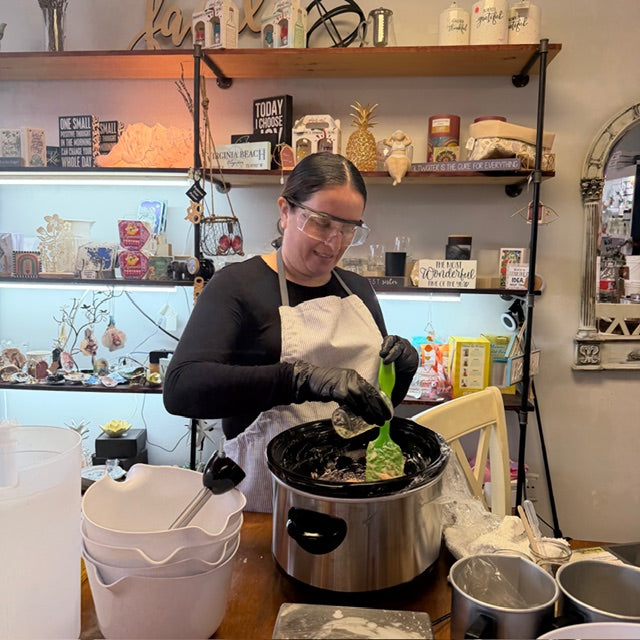 Student making soap
