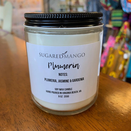 Plumeria Scented Soy Candle Sugared Mango Soaps