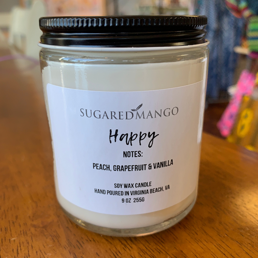 Happy Scented Soy Candle Sugared Mango Soaps