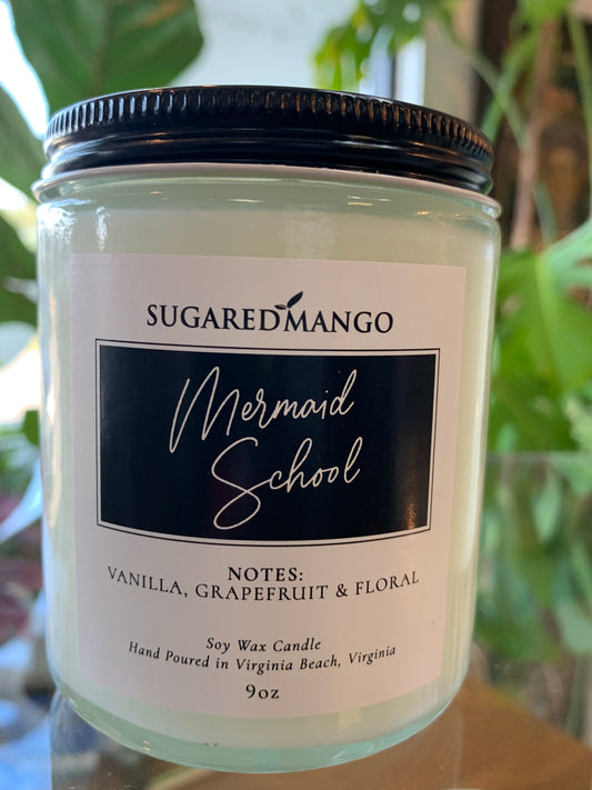 Mermaid School Scented Soy Coconut Candle Sugared Mango Soaps